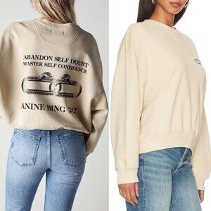 Anine Bing Leo Serpent Sweatshirt Sand Color Large Organic Cotton